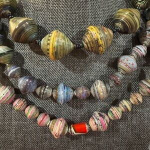 3 sizes of Handcrafted magazine Multicolor Beaded Necklace